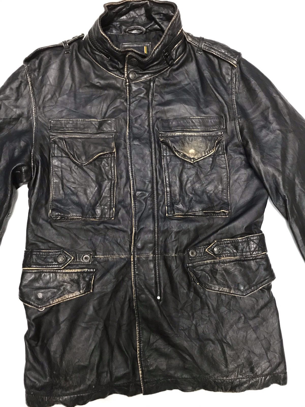 Avirex Varsity Leather Jacket Up Button