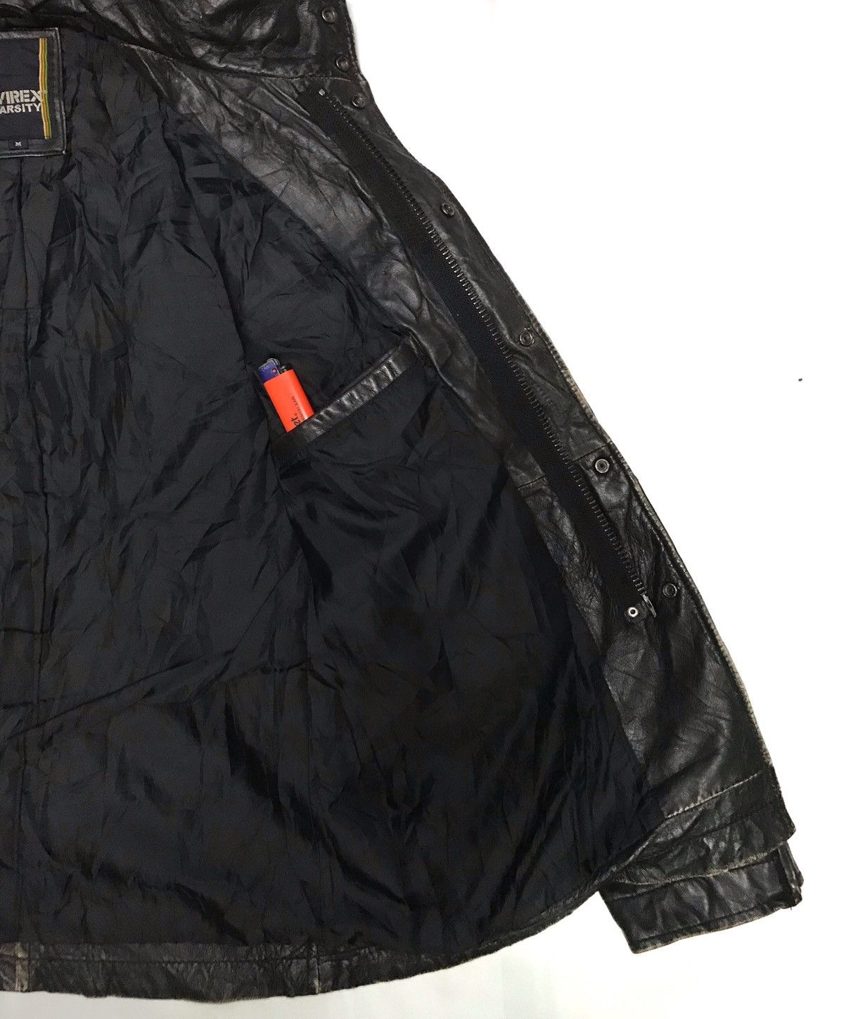 Avirex Varsity Leather Jacket Up Button