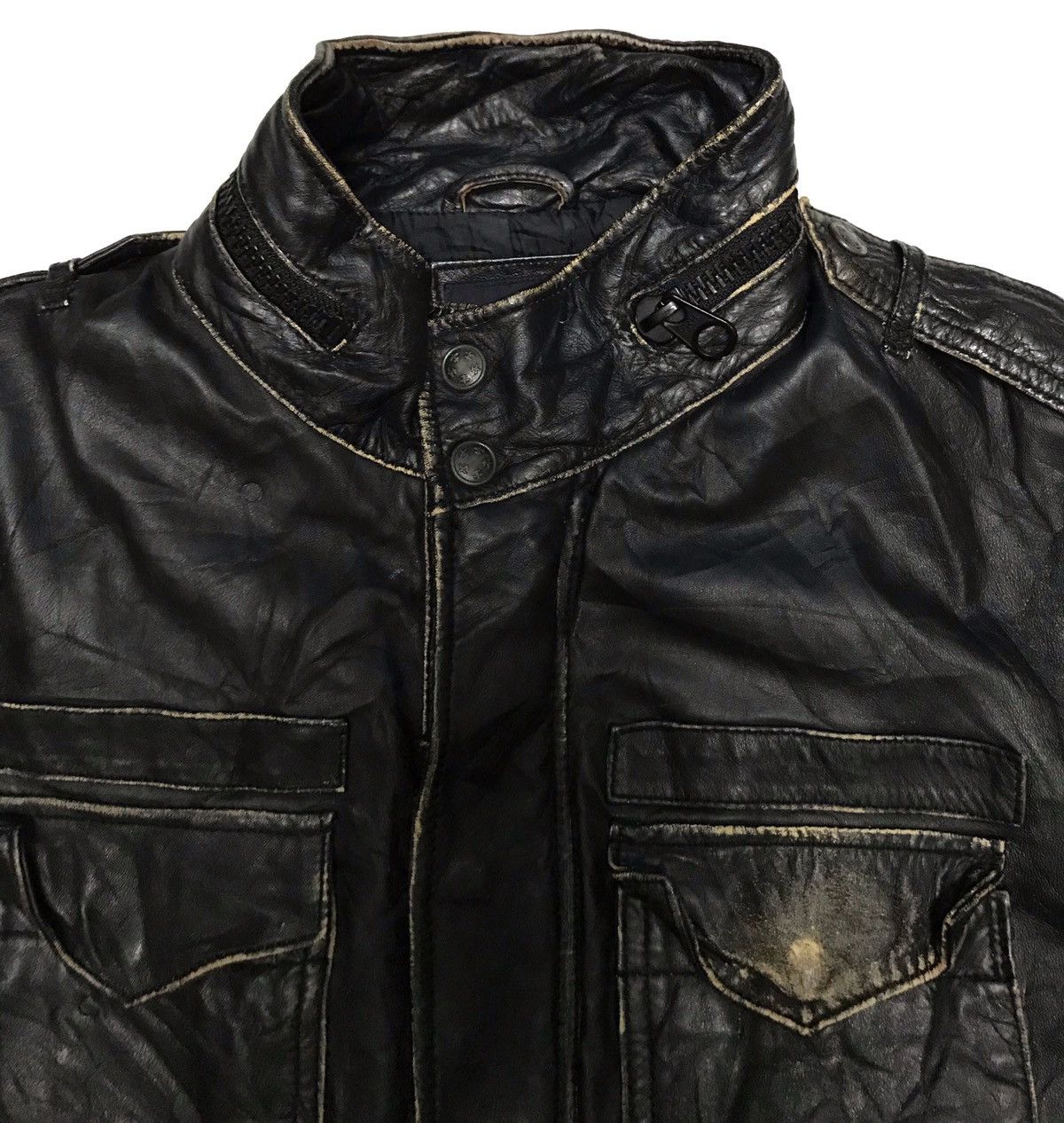 Avirex Varsity Leather Jacket Up Button