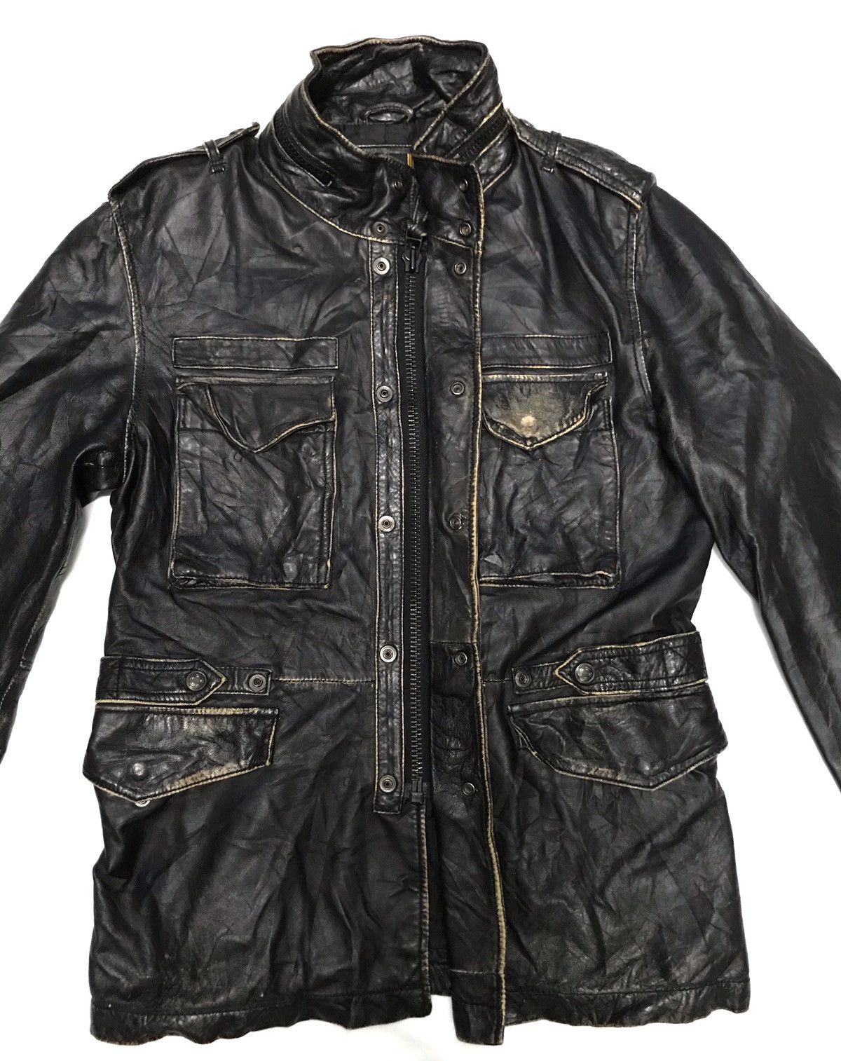 Avirex Varsity Leather Jacket Up Button
