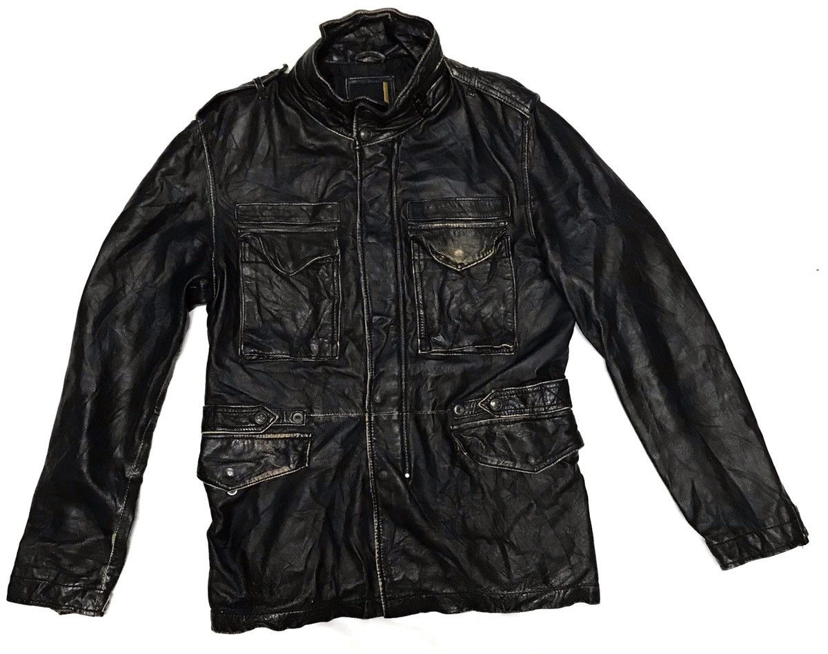Avirex Varsity Leather Jacket Up Button