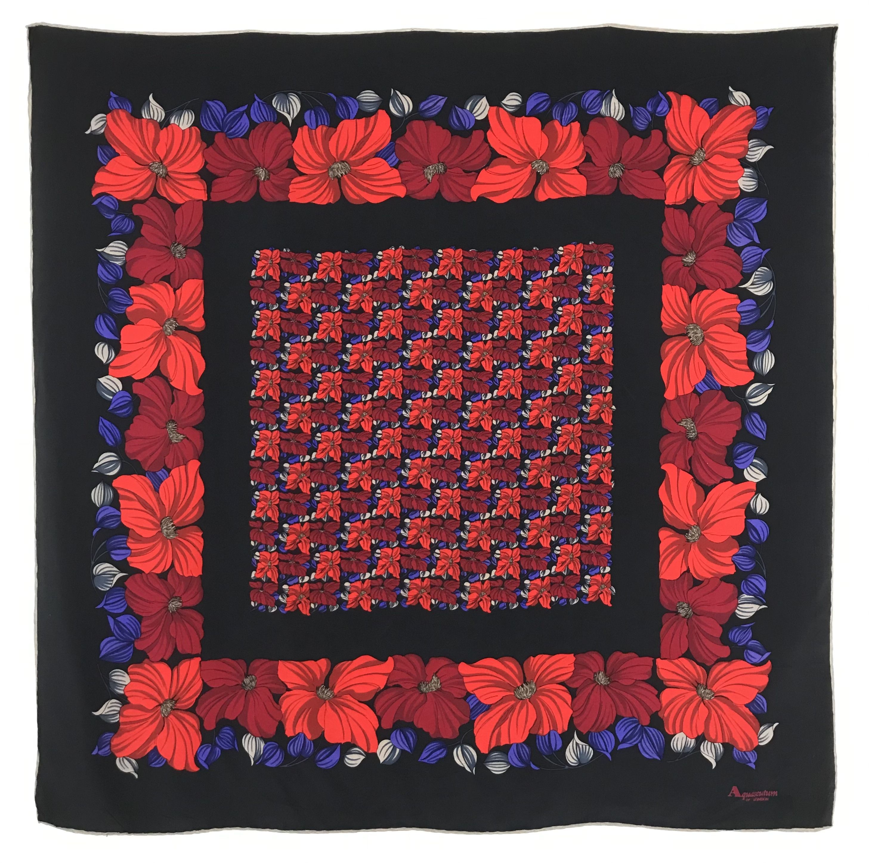 Aquascutum London silk polyester scarf floral