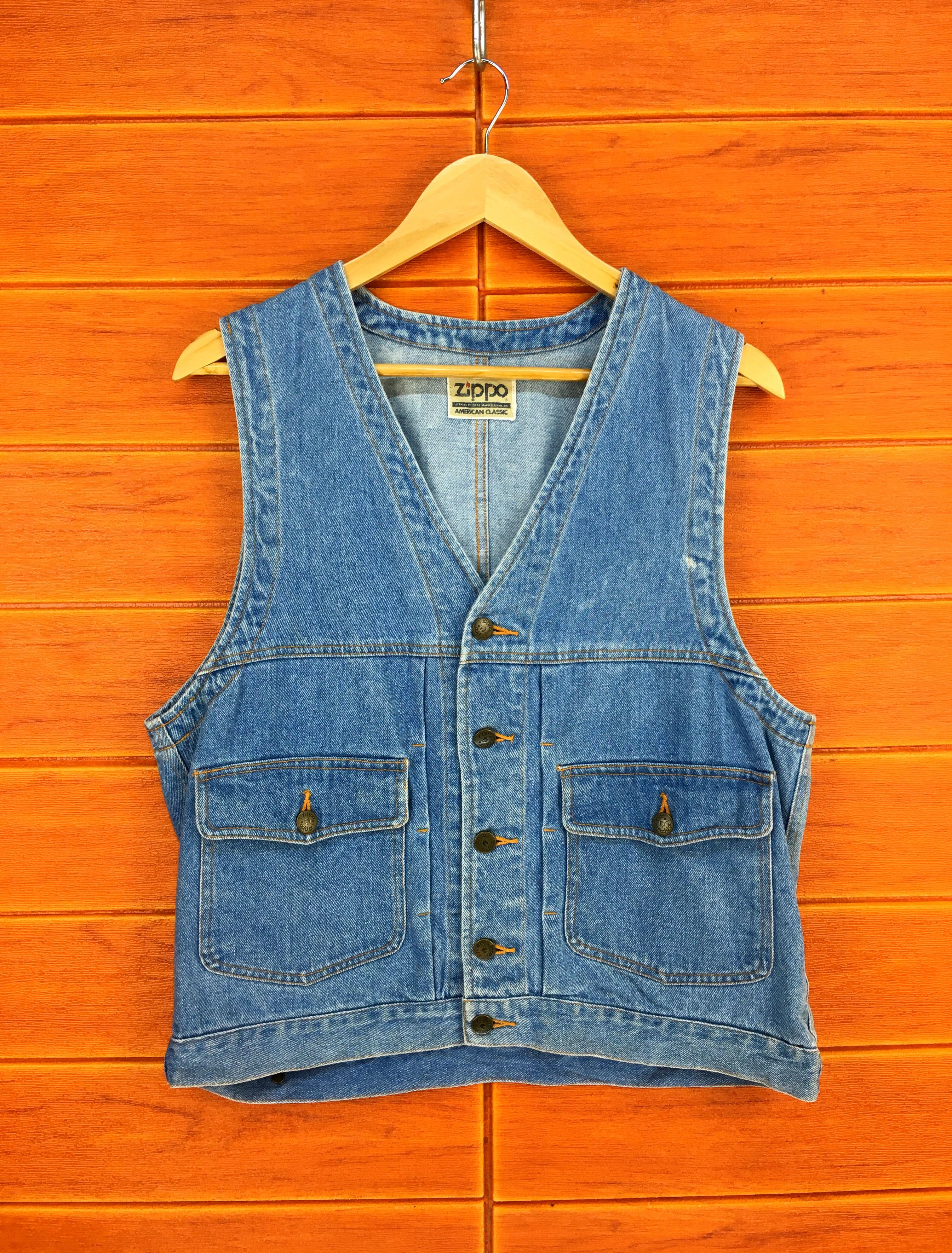 Japanese Brand × Vintage ZIPPO Denim Multi Pocket Vest Size US M / EU 48-50 / 2 - 1 Thumbnail