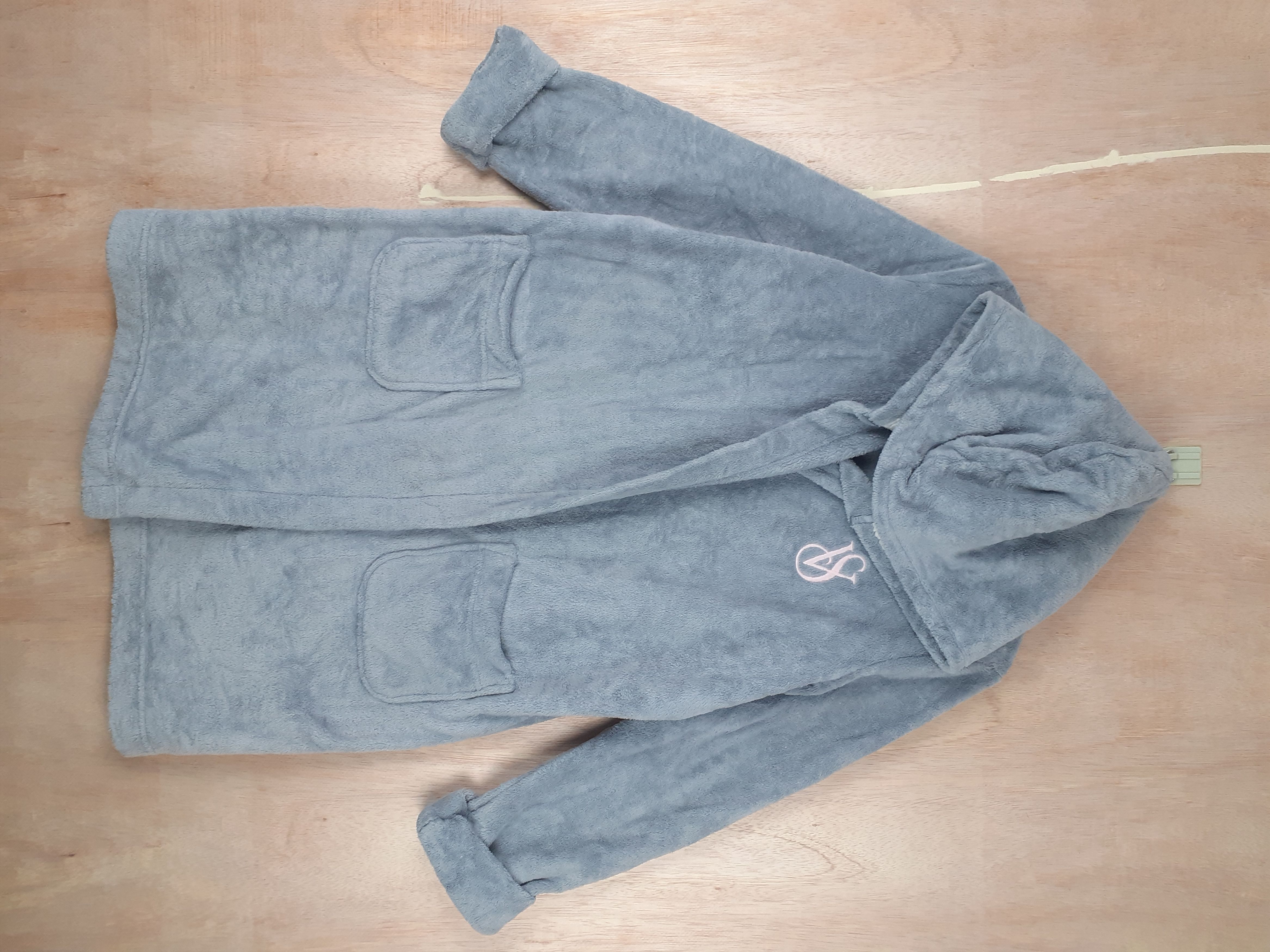 image of Never Sleep x Victoria Beckham Victoria Secret Fleece Hoodie Cardigan Sleepwear Gray 3090 in Grey, 