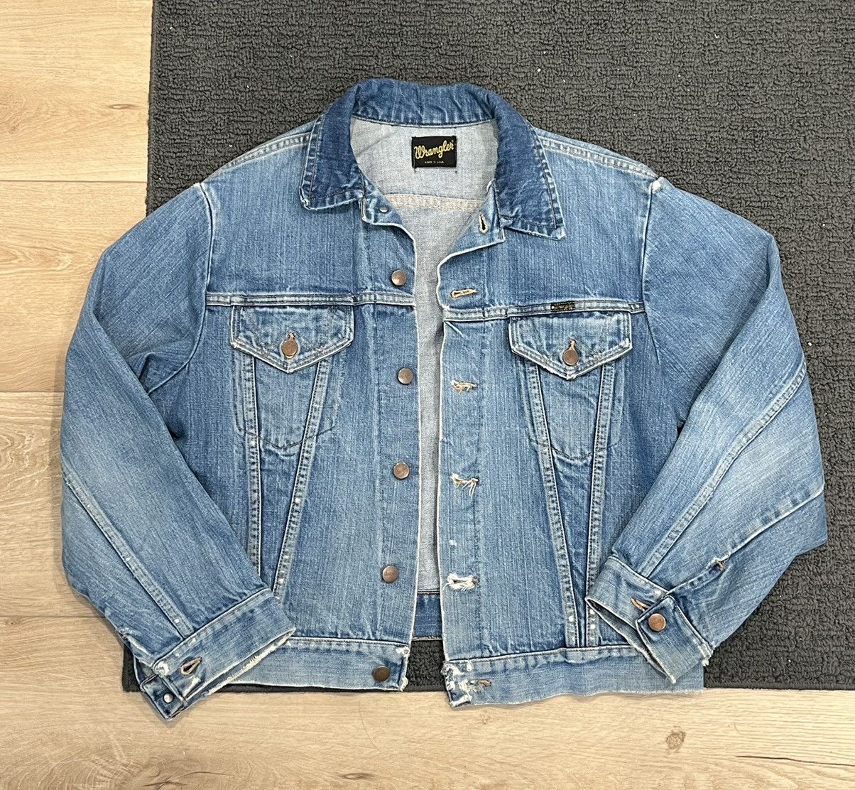 Vintage 70s-80'S Wrangler denim jacket, size M, men's cotton blue type Vintage Second Hand