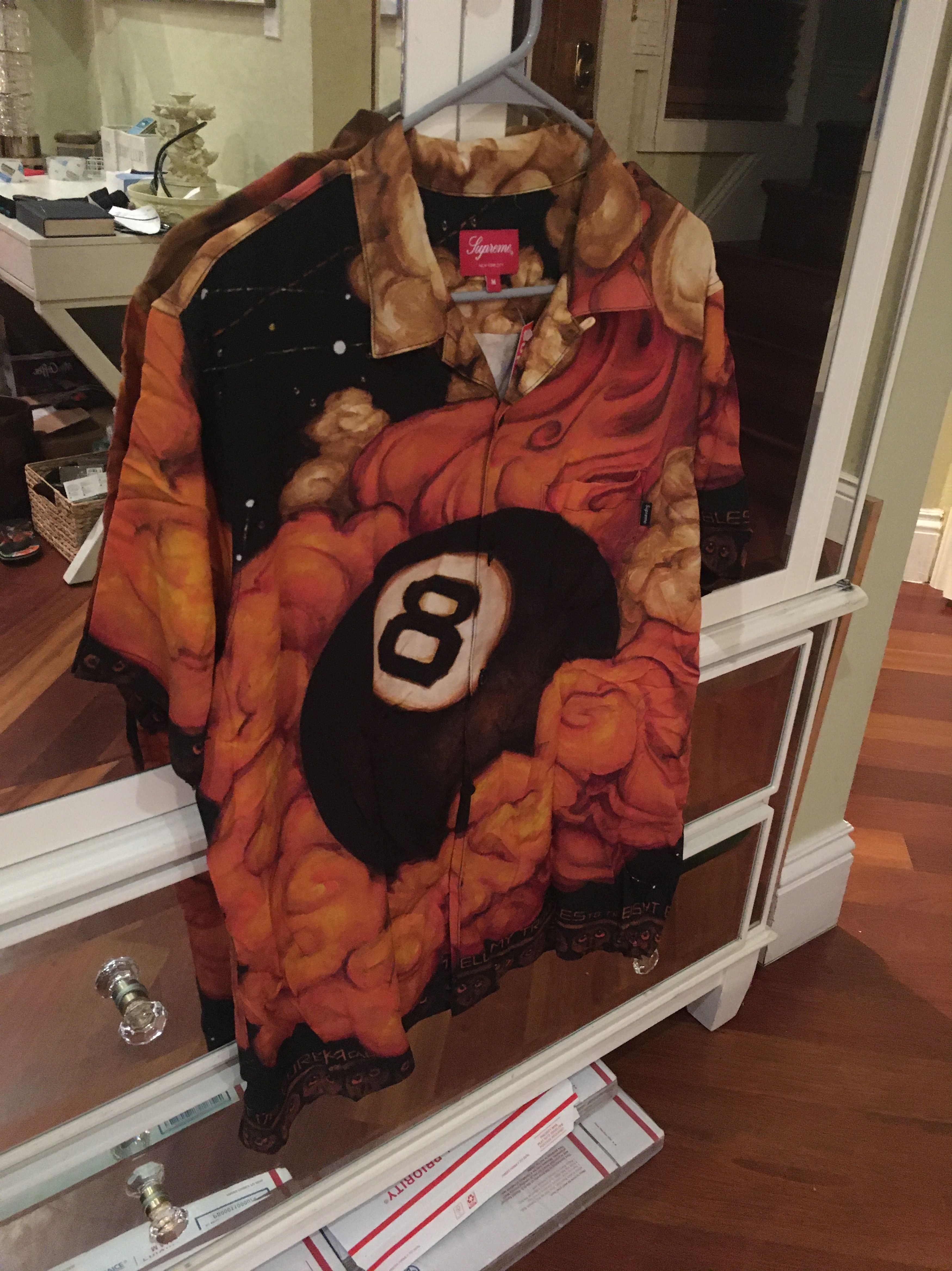DS FW19 Supreme x Martin Wong “8-Ball” Button Down Shirt
