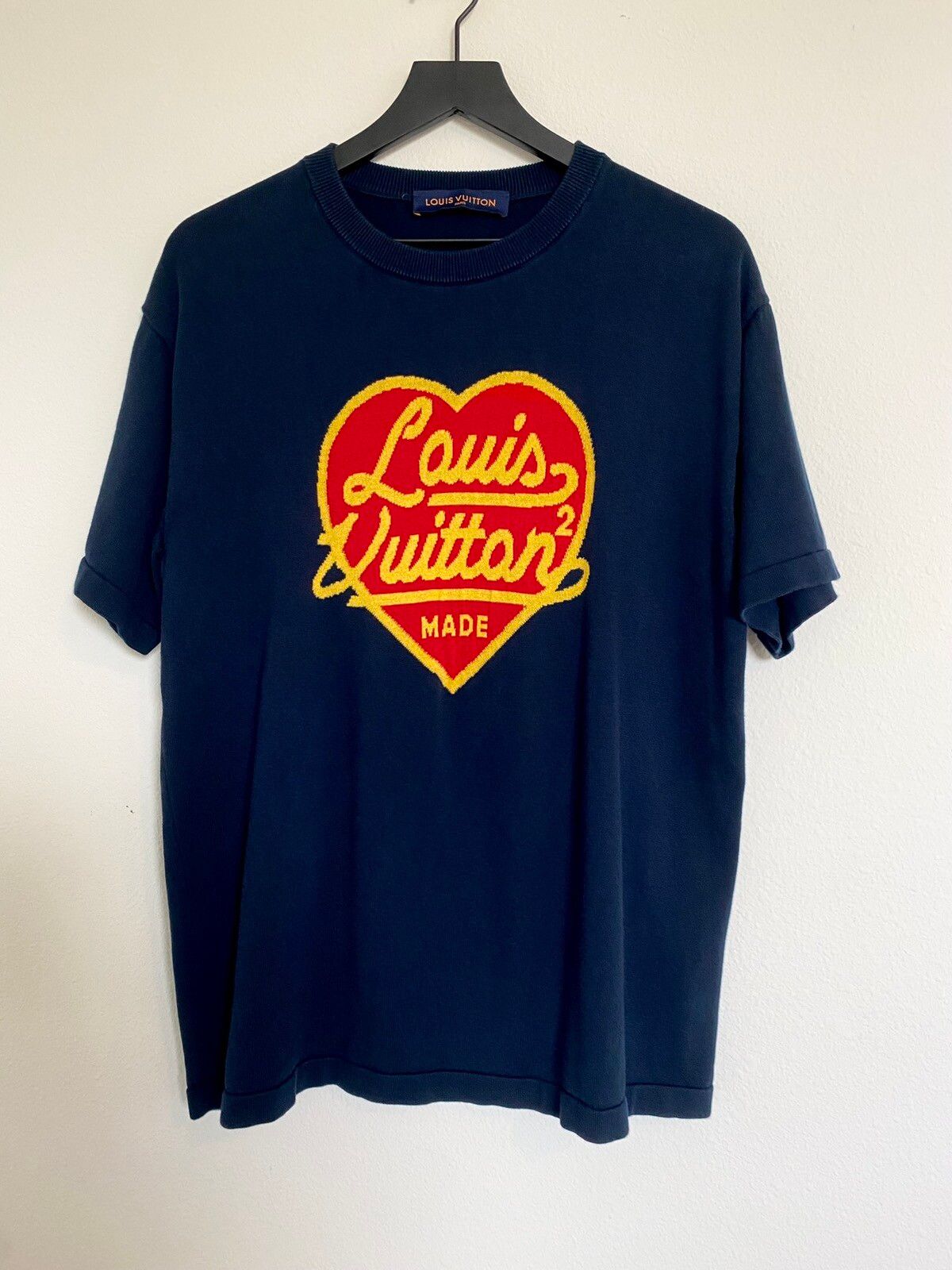 Louis Vuitton Intarsia Heart Turtleneck, Navy, XL