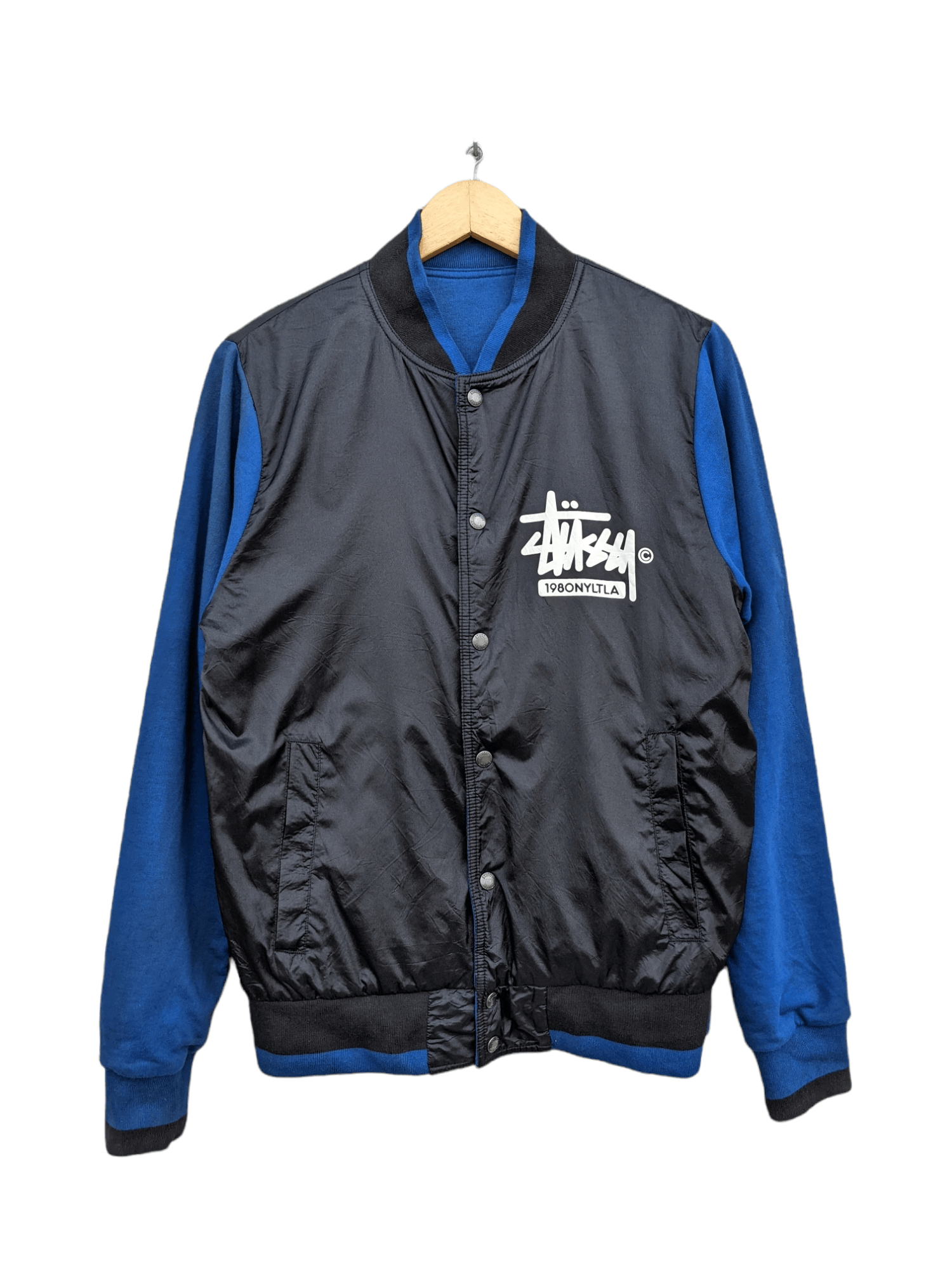 image of Stussy 1980Nyltla Riversible Varsity Jacket in Black, Men's (Size Medium)