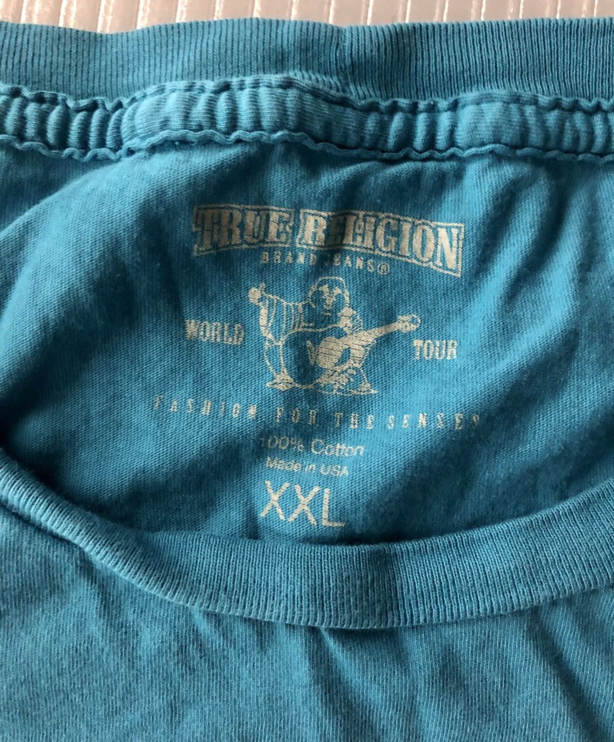 True Religion TRUE RELIGION 🇺🇸 AQUA BLUE 35 LOGO T SHIRT VINTAGE XXL VGC Size US XXL / EU 58 / 5 - 3 Thumbnail