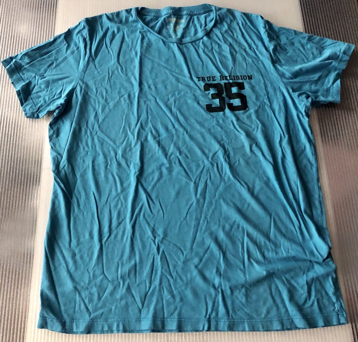 True Religion TRUE RELIGION 🇺🇸 AQUA BLUE 35 LOGO T SHIRT VINTAGE XXL VGC Size US XXL / EU 58 / 5 - 1 Thumbnail