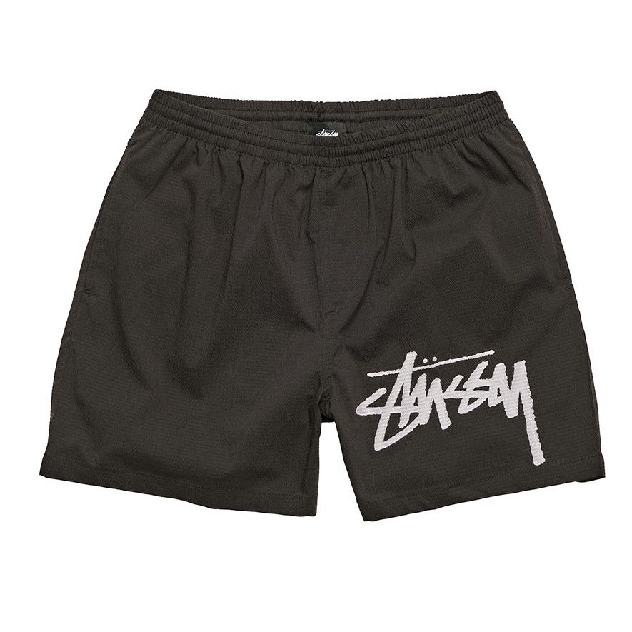 Stussy STUSSY BIG BEACH SHORTS 34 BLACK Grailed