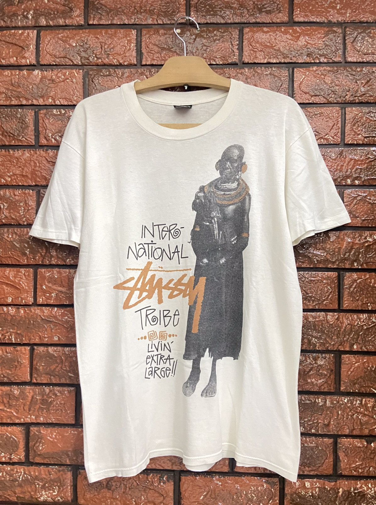 Stussy × Vintage Vintage 80s Stussy Tribe Photoprint T Shirt