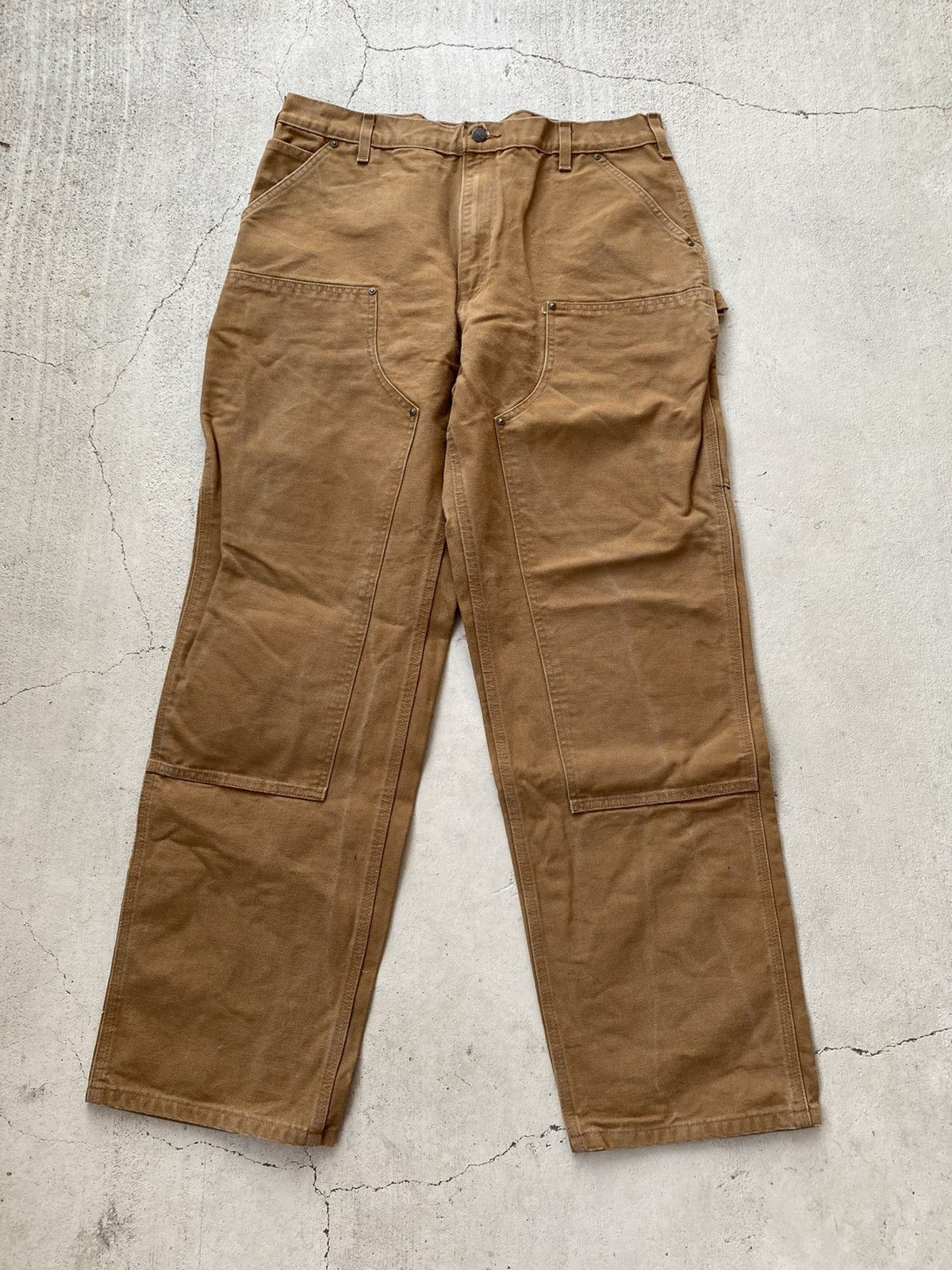 Carhartt × Vintage Vintage 90's Tan Carhartt Double Knee Pants Size 38x34 Size US 38 / EU 54 - 2 Thumbnail