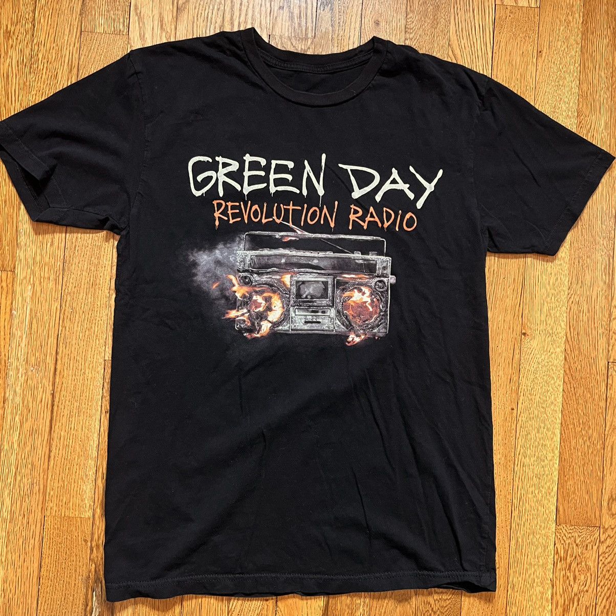 Green Day Band T-shirt, Band T, Men's S size cotton black type Vintage Second Hand