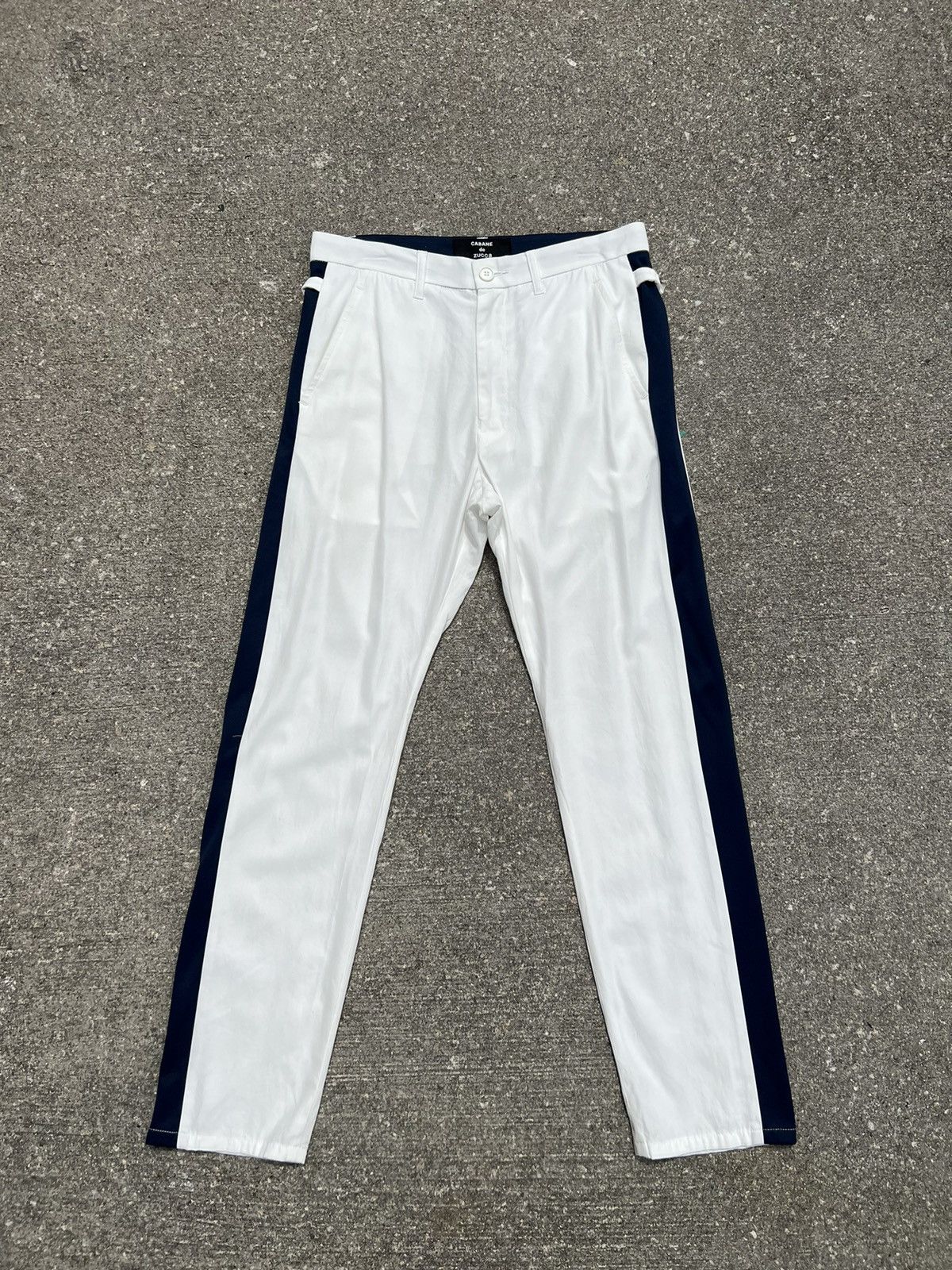 CABANE de ZUCCa × Issey Miyake Cabane de Zucca Japan Side Striped White Trouser Pant Size US 32 / EU 48 - 1 Thumbnail