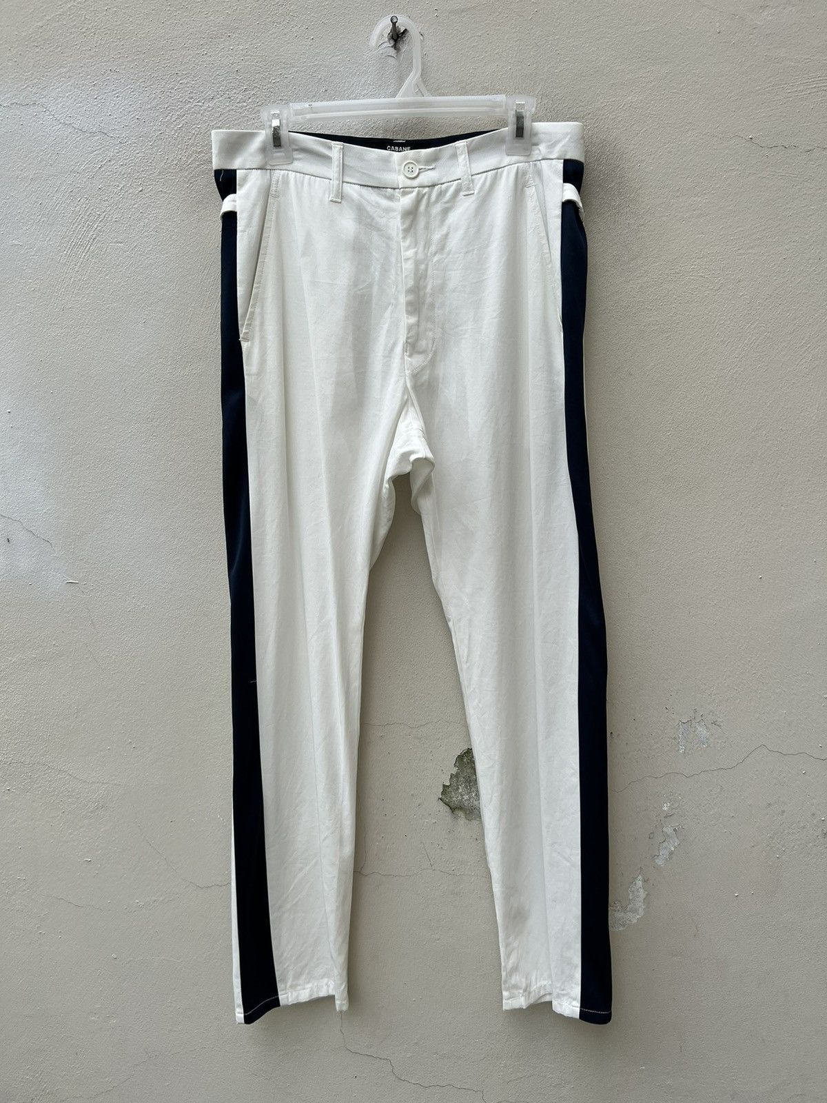 CABANE de ZUCCa × Issey Miyake Cabane de Zucca Japan Side Striped White Trouser Pant Size US 32 / EU 48 - 6 Thumbnail