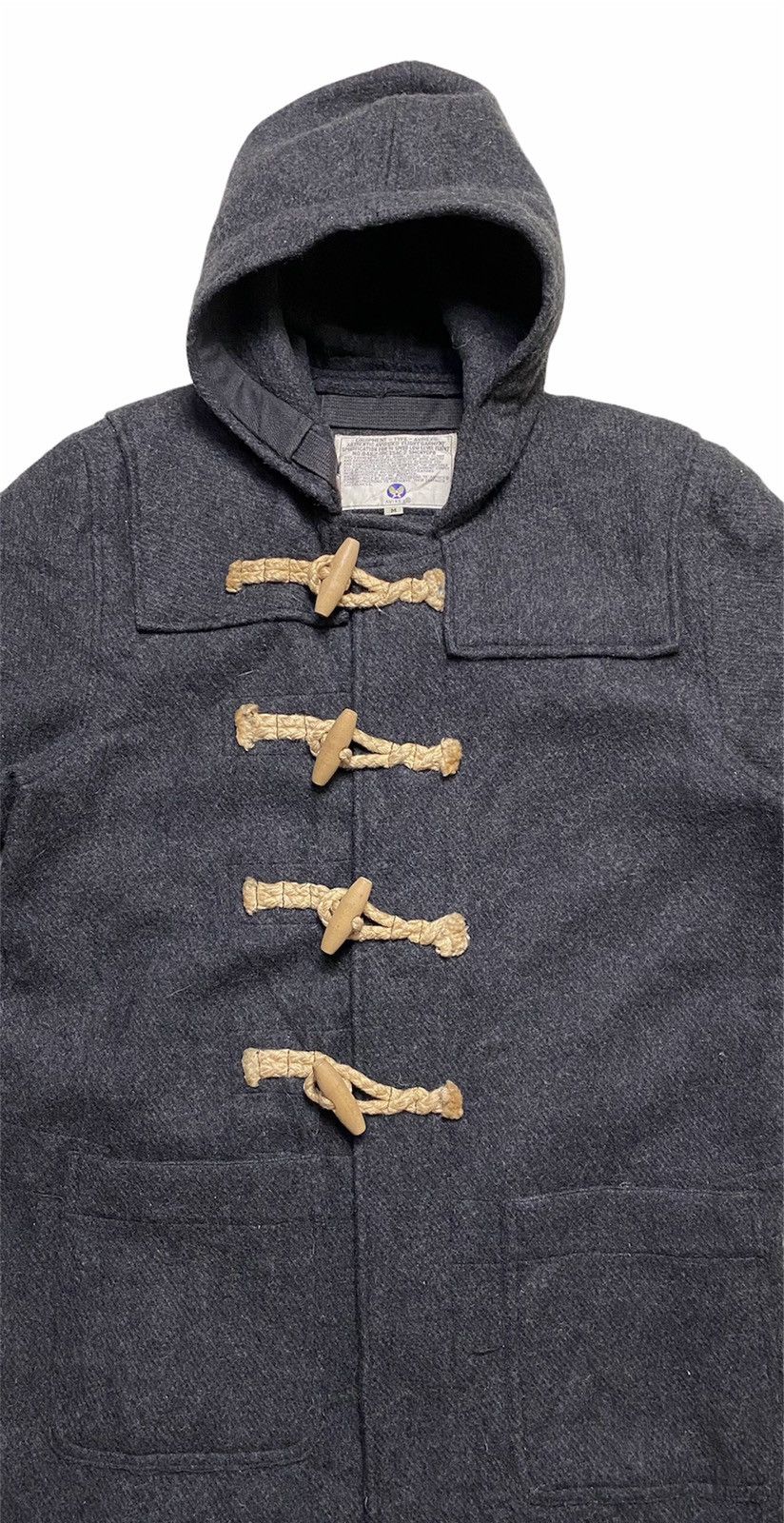 Avirex × Vintage Avirex Flight Garment Grey Wool Hooded Long Duffel Coat Size US M / EU 48-50 / 2 - 12 Thumbnail