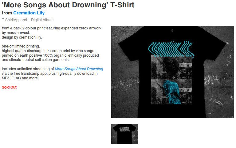 GOTHBOICLIQUE Cremation Lily 'More Songs About Drowning' T-Shirt Size US L / EU 52-54 / 3 - 4 Thumbnail