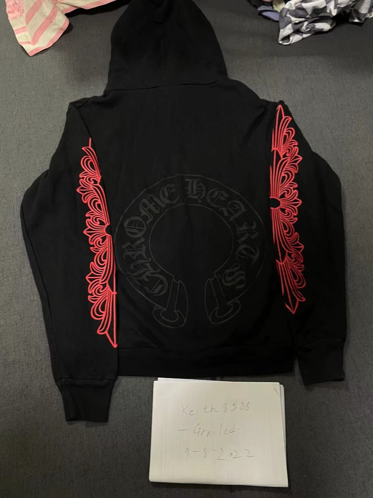 Chrome Hearts Chrome Hearts Red Floral Black Horseshoe
