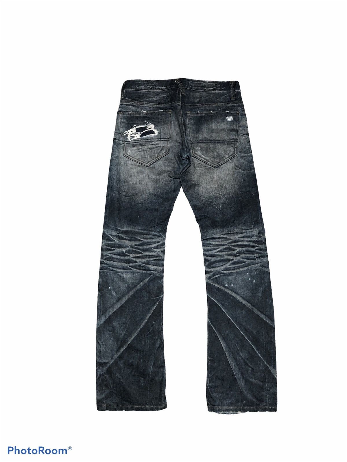 Japanese Brand PEOPLES REPUBLIC DISTRESSED WASHED BLUE BLACK DENIM Size US 30 / EU 46 - 2 Thumbnail