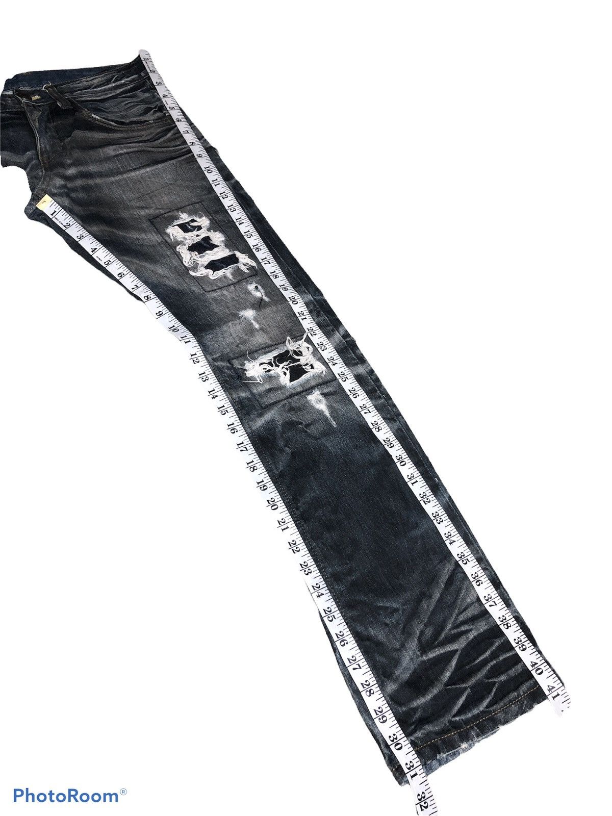 Japanese Brand PEOPLES REPUBLIC DISTRESSED WASHED BLUE BLACK DENIM Size US 30 / EU 46 - 9 Thumbnail