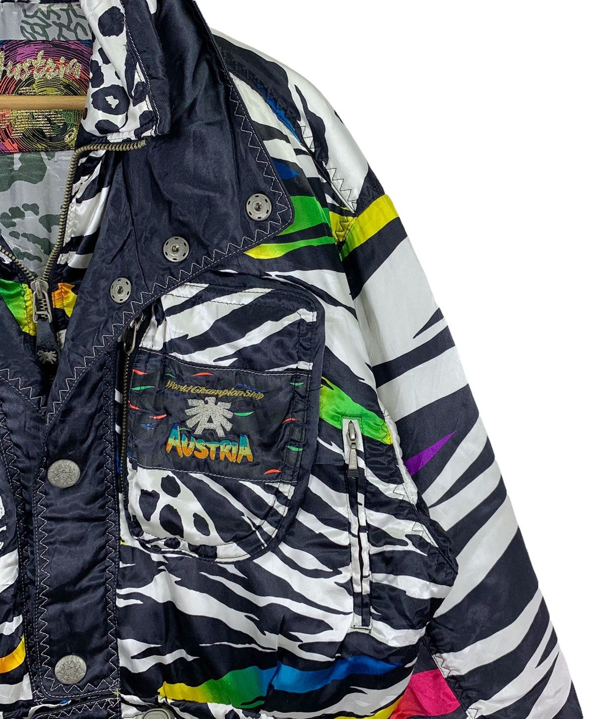 Asics × Vintage VINTAGE ASICS ZEBRA AUSTRIA NEON SKIWEAR SATIN JACKET Size US L / EU 52-54 / 3 - 7 Thumbnail