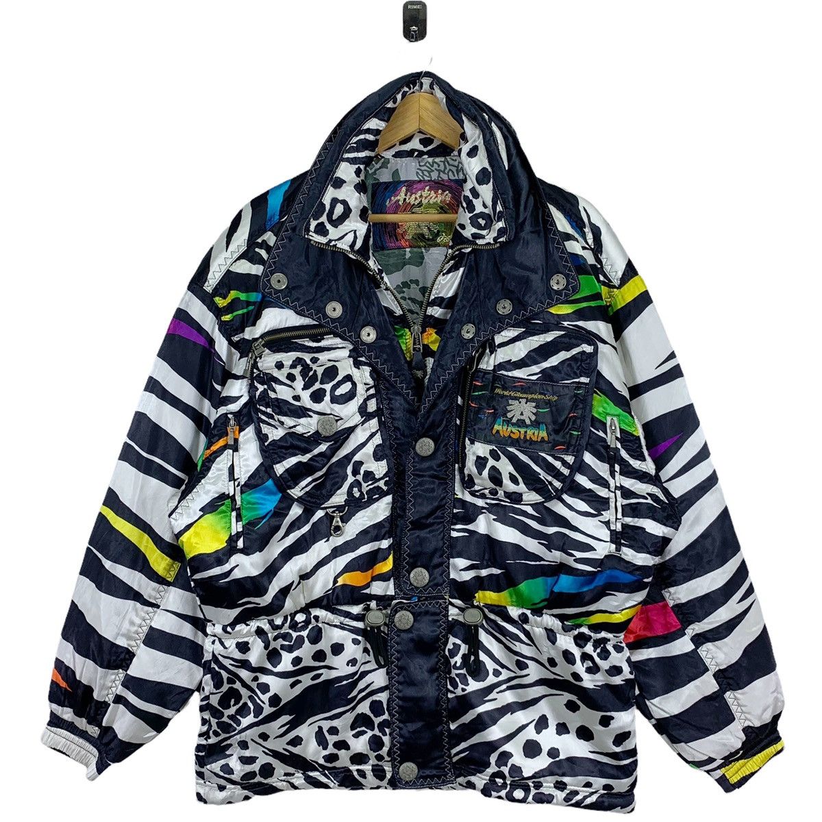Asics × Vintage VINTAGE ASICS ZEBRA AUSTRIA NEON SKIWEAR SATIN JACKET Size US L / EU 52-54 / 3 - 2 Thumbnail