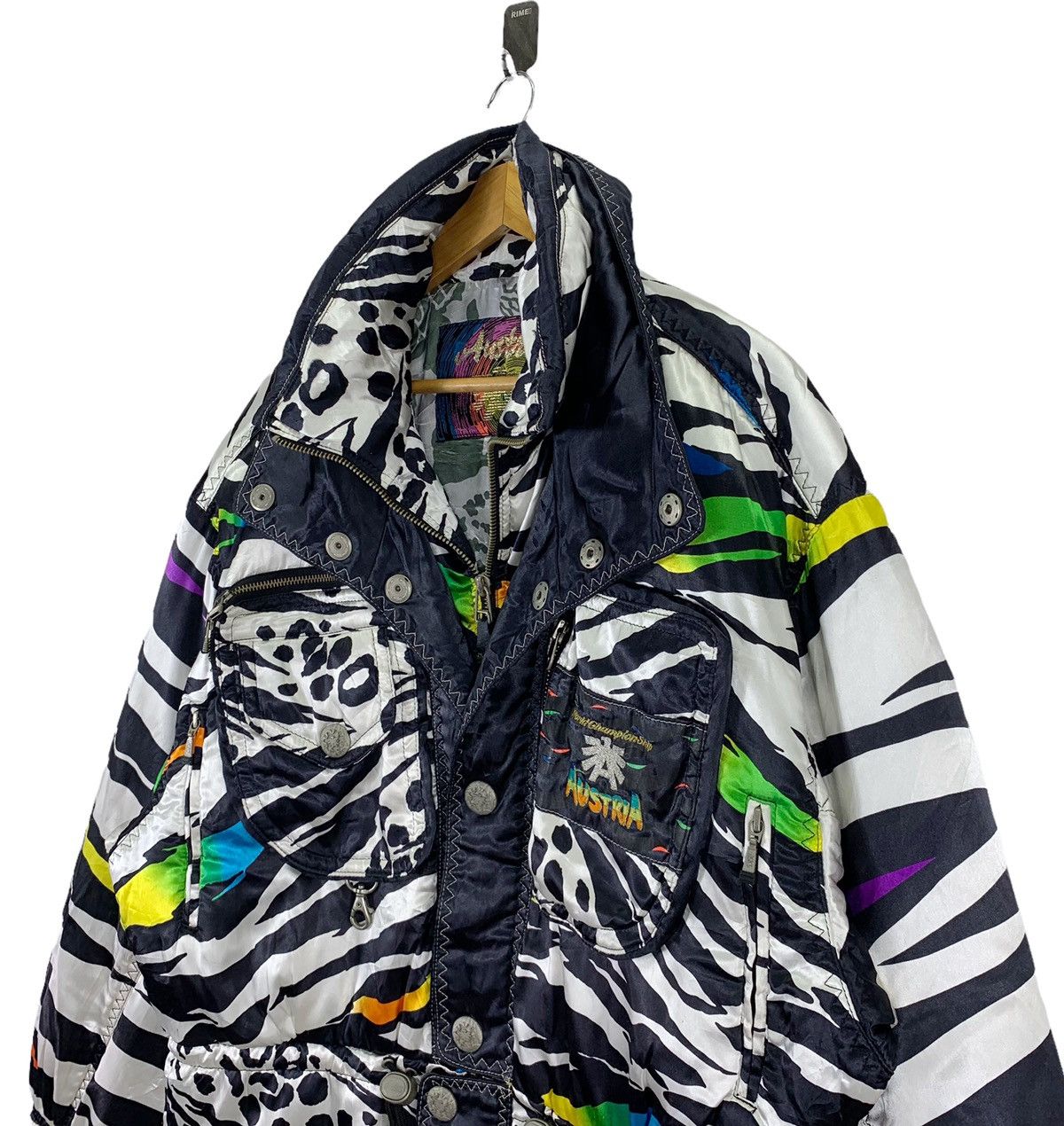 Asics × Vintage VINTAGE ASICS ZEBRA AUSTRIA NEON SKIWEAR SATIN JACKET Size US L / EU 52-54 / 3 - 4 Thumbnail
