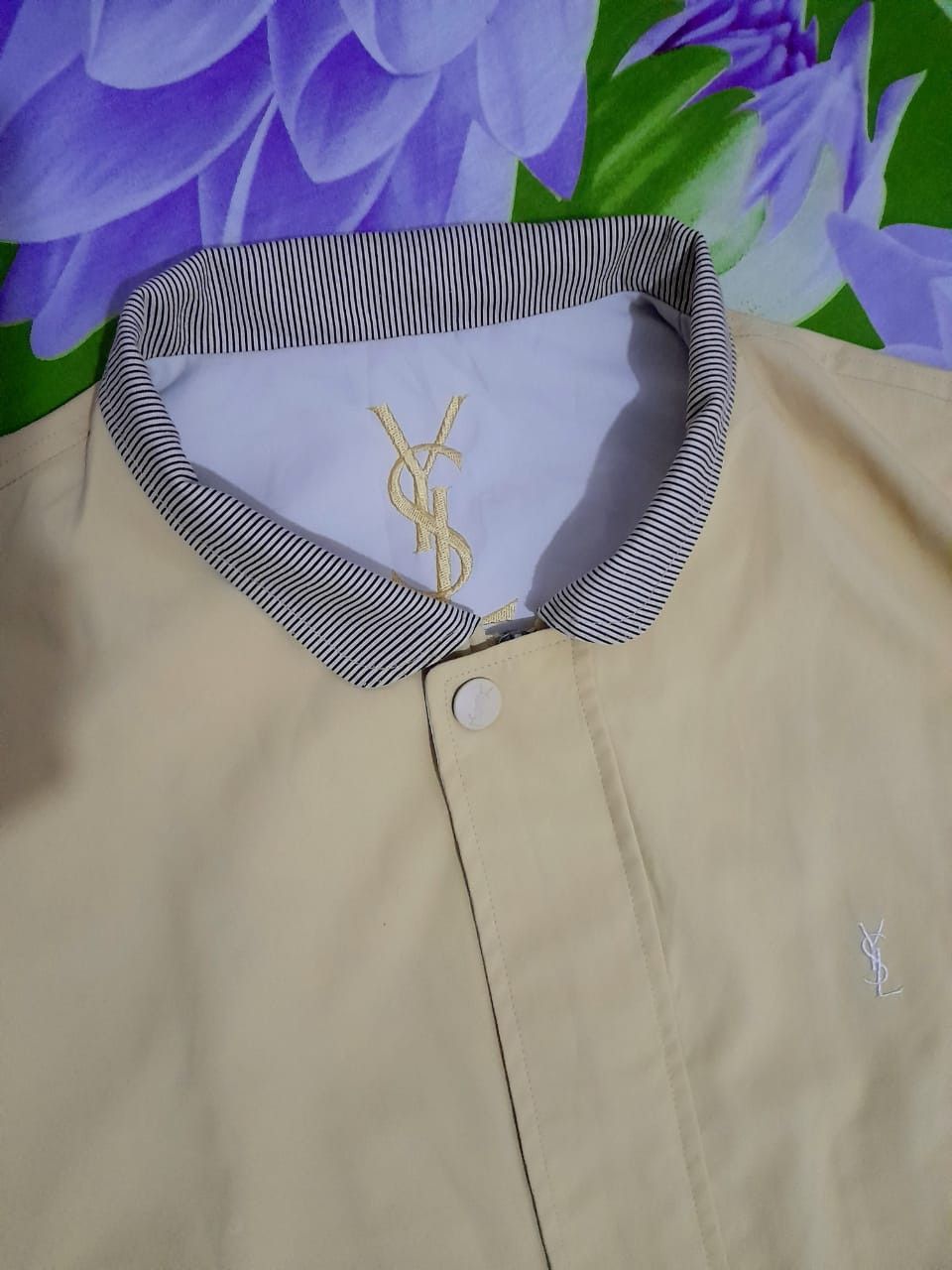 image of Big Logovintage YVES Saint Laurent X YSL Jacket in Light Yellow, Men's (Size Medium)