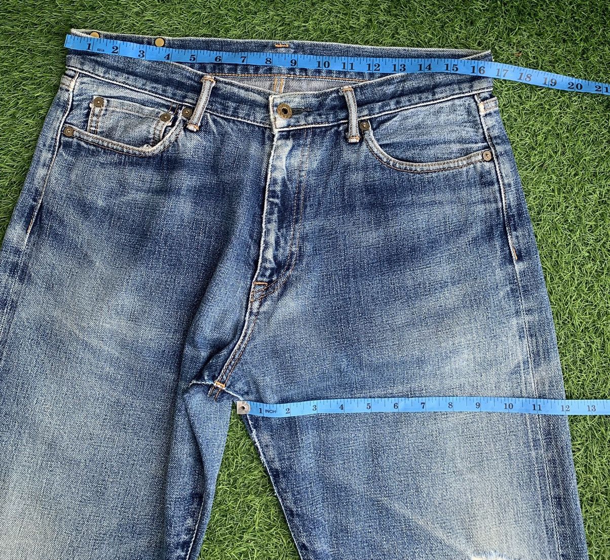 Blue Blue Japan × Japan Blue × Japanese Brand Vintage Distressed Japan Blue Selvedge Jeans Size US 32 / EU 48 - 15 Thumbnail