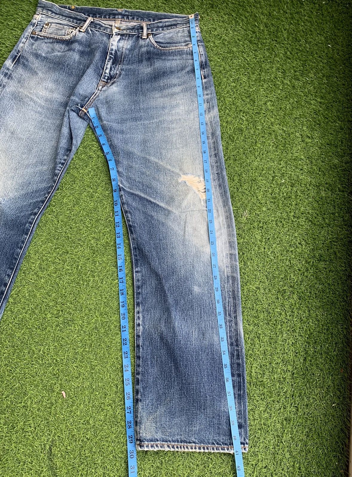 Blue Blue Japan × Japan Blue × Japanese Brand Vintage Distressed Japan Blue Selvedge Jeans Size US 32 / EU 48 - 18 Thumbnail