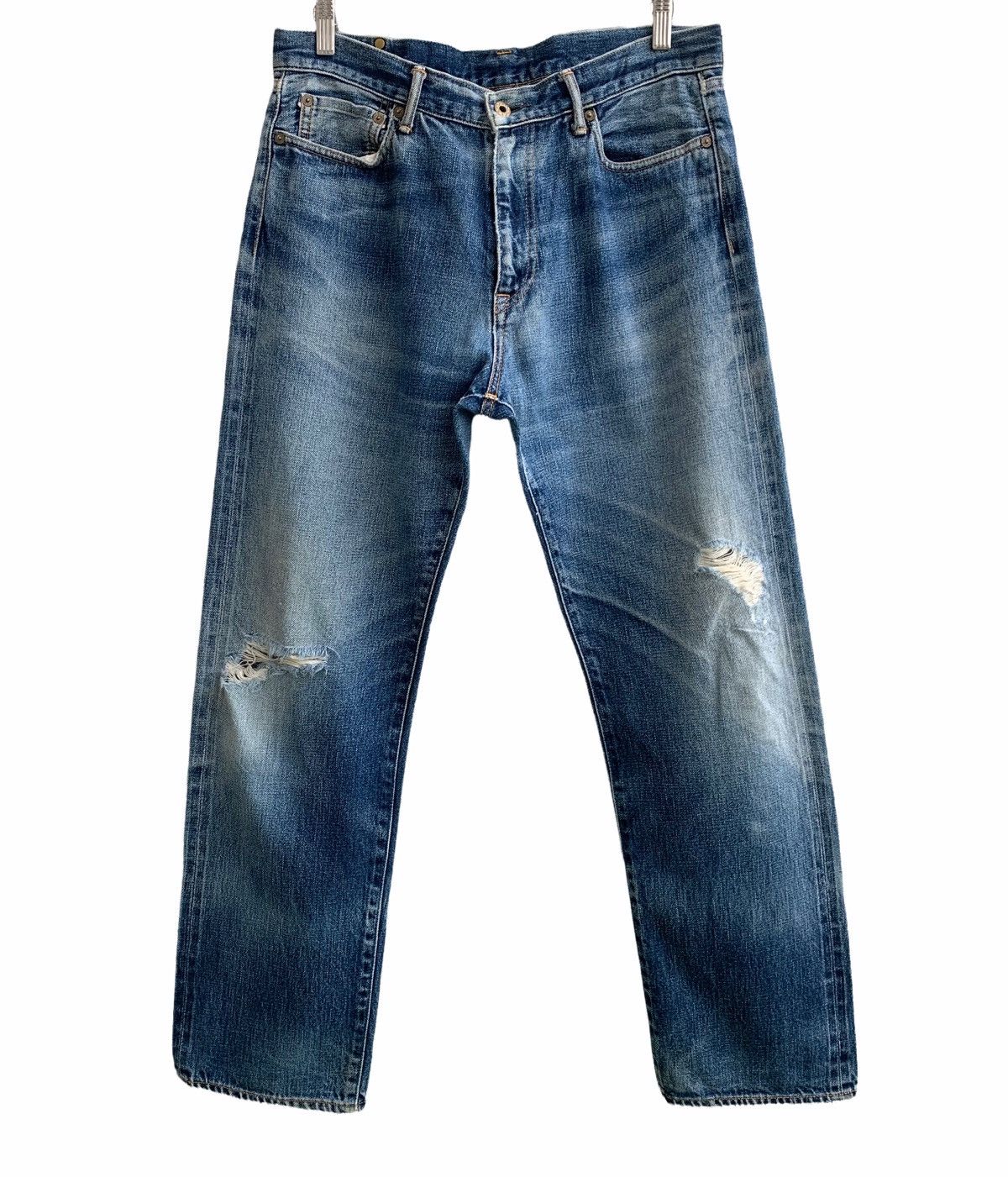 Blue Blue Japan × Japan Blue × Japanese Brand Vintage Distressed Japan Blue Selvedge Jeans Size US 32 / EU 48 - 1 Thumbnail