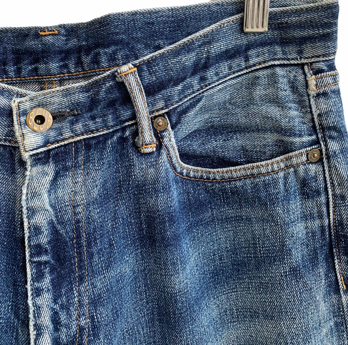 Blue Blue Japan × Japan Blue × Japanese Brand Vintage Distressed Japan Blue Selvedge Jeans Size US 32 / EU 48 - 6 Thumbnail