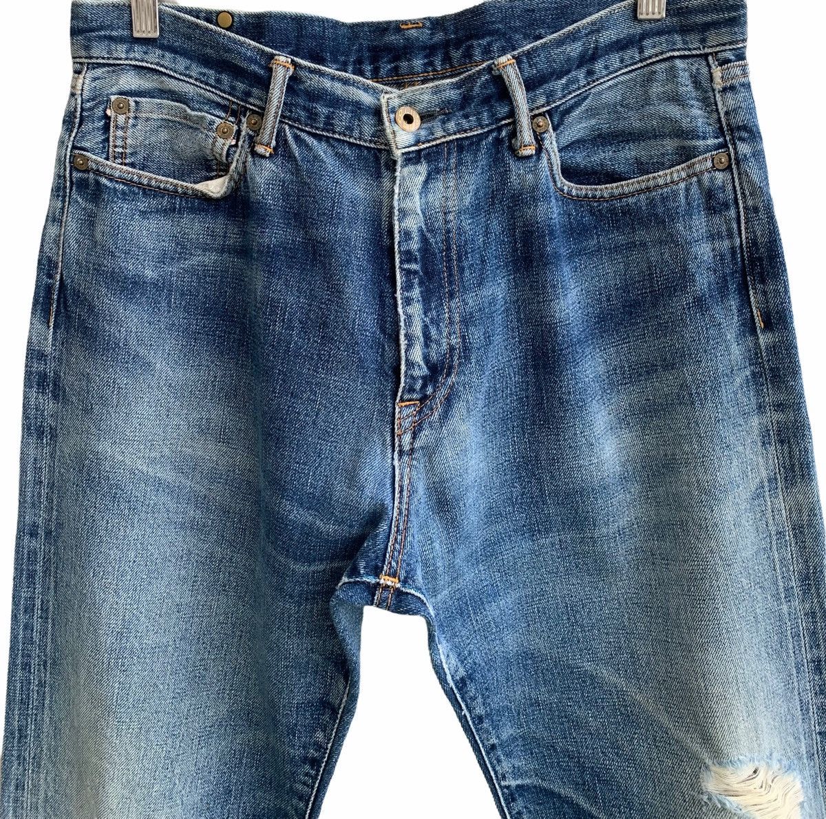 Blue Blue Japan × Japan Blue × Japanese Brand Vintage Distressed Japan Blue Selvedge Jeans Size US 32 / EU 48 - 3 Thumbnail