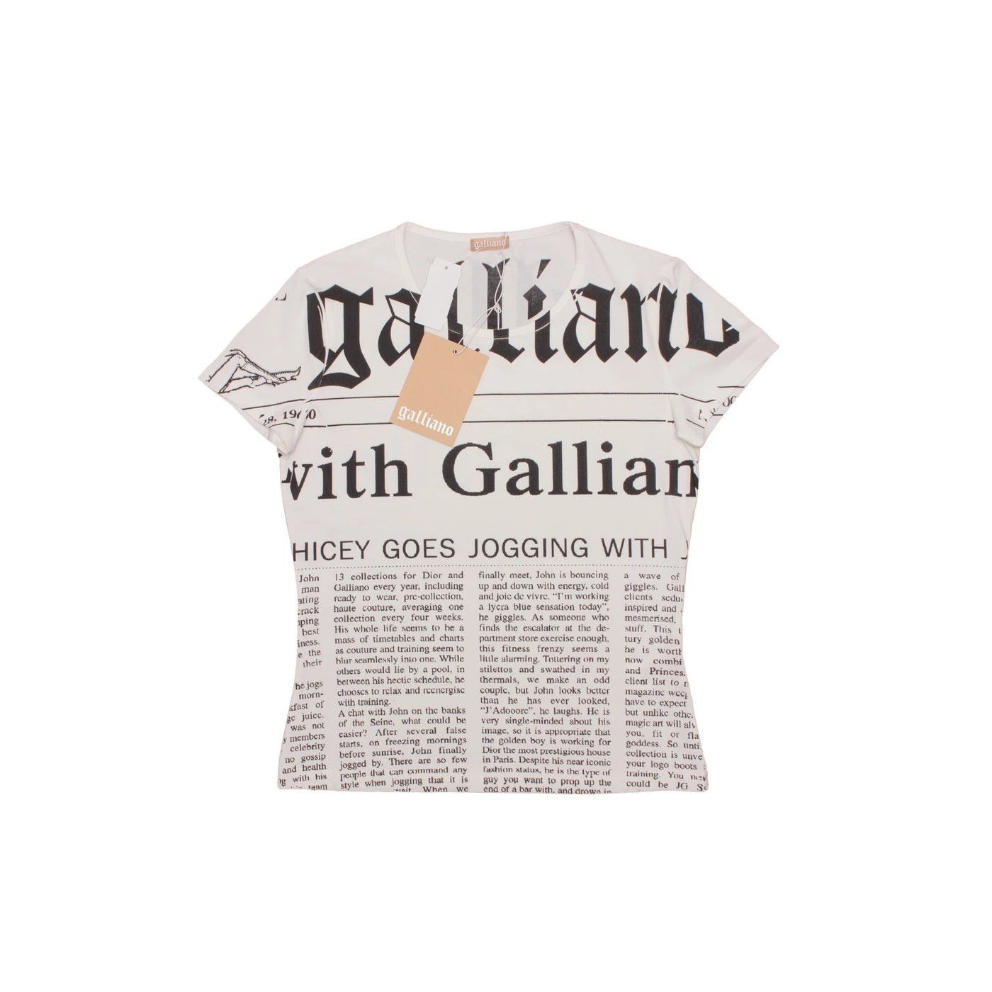 John Galliano Wmns John Galliano Newspaper Gazette Graphic Print T-Shirt Size M / US 6-8 / IT 42-44 - 2 Thumbnail