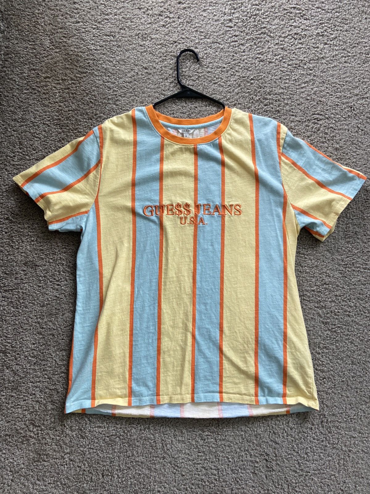 ASAPROCKEY GUESS ストライプ Tシャツ Sサイズ ASAP Rocky x GUESS Blue striped T-Shirt Size S Small - Ships