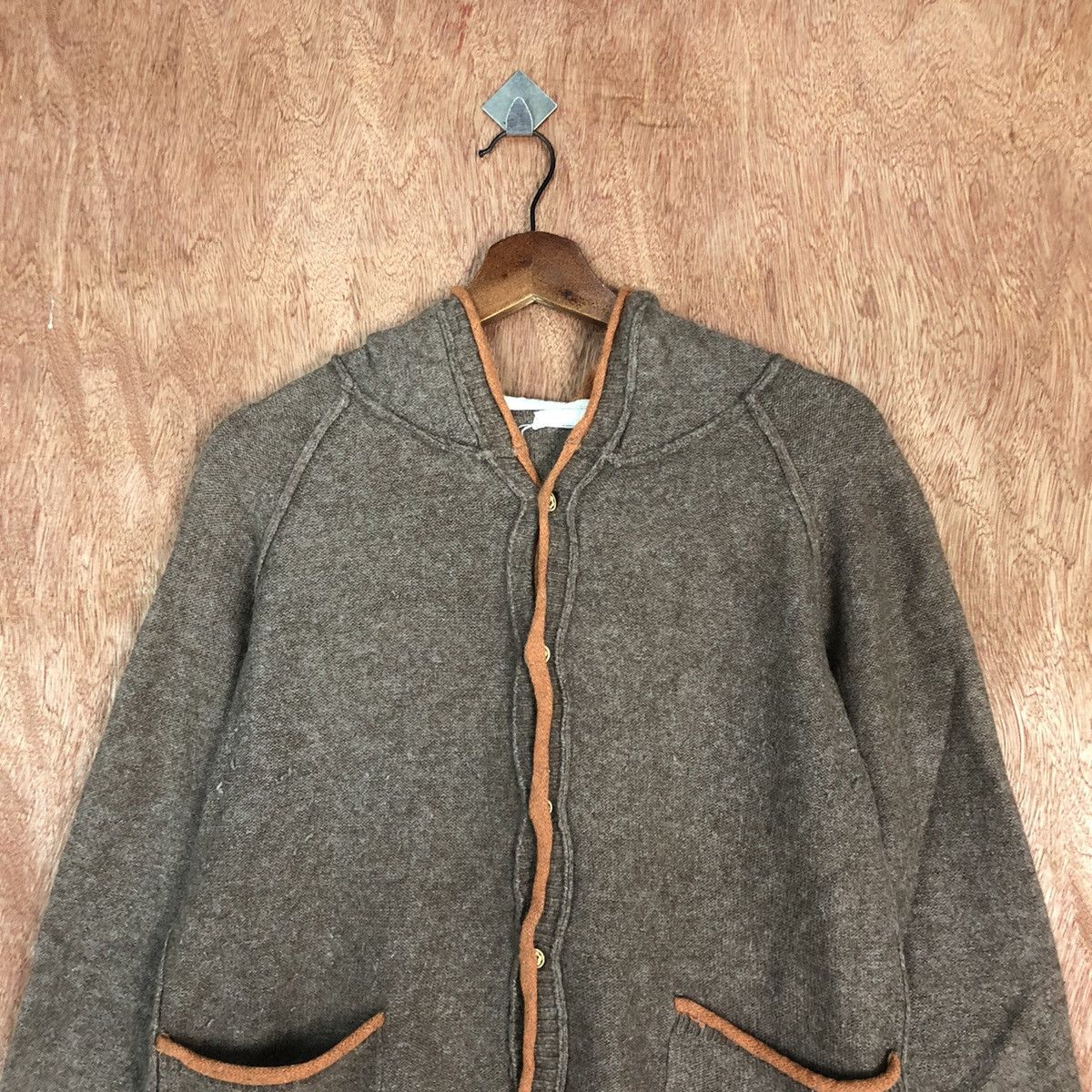 Homespun Knitwear Japan Brown Shag Shaggy Cardigan hoodie #H140 Size US M / EU 48-50 / 2 - 2 Thumbnail