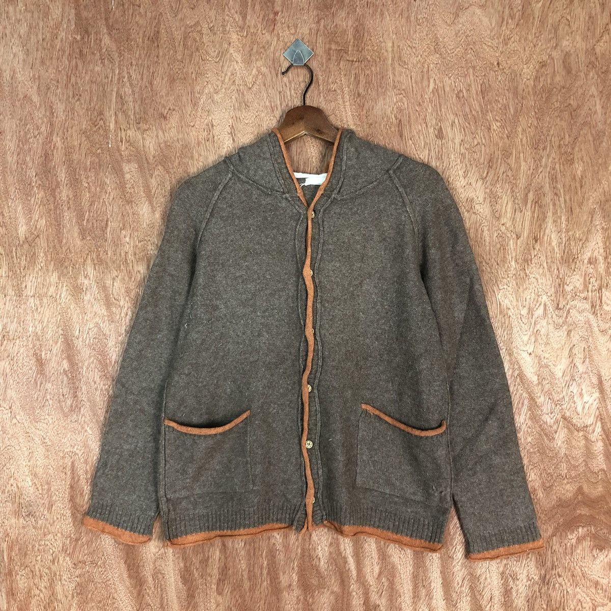 Homespun Knitwear Japan Brown Shag Shaggy Cardigan hoodie #H140 Size US M / EU 48-50 / 2 - 3 Thumbnail