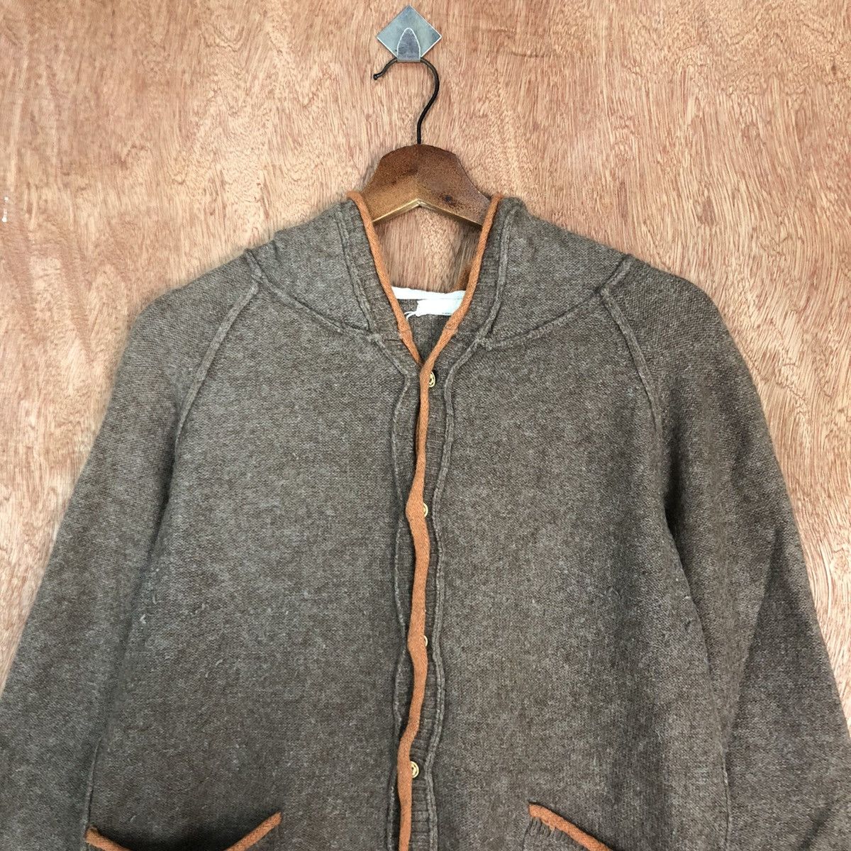 Homespun Knitwear Japan Brown Shag Shaggy Cardigan hoodie #H140 Size US M / EU 48-50 / 2 - 9 Thumbnail