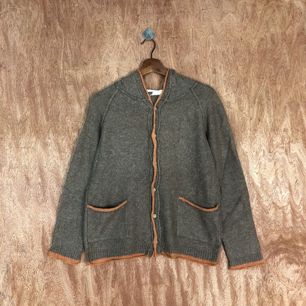 Homespun Knitwear Japan Brown Shag Shaggy Cardigan hoodie #H140 Size US M / EU 48-50 / 2 - 1 Thumbnail