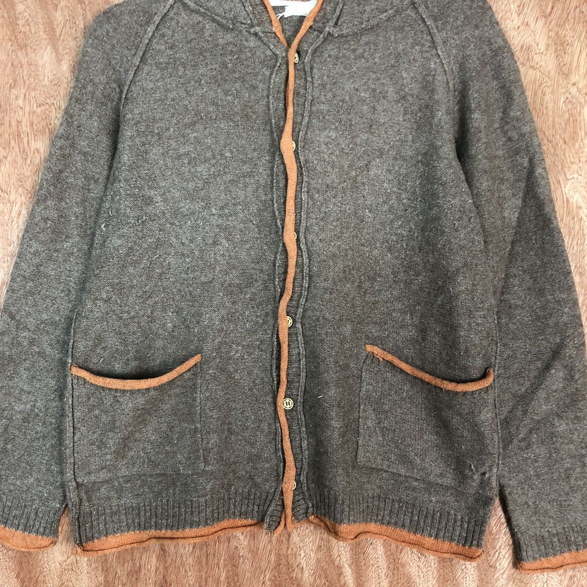 Homespun Knitwear Japan Brown Shag Shaggy Cardigan hoodie #H140 Size US M / EU 48-50 / 2 - 8 Thumbnail