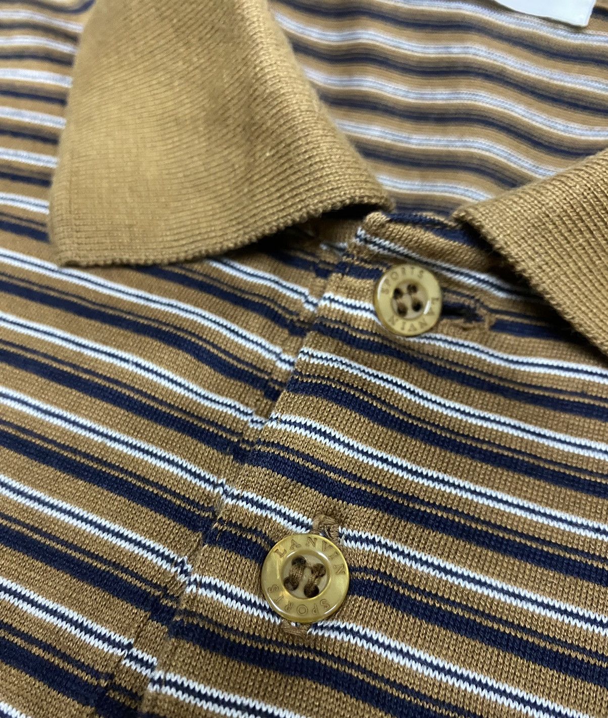 Designer × Lanvin × Vintage LANVIN Sports Stripe Long Sleeve Polo Shirt Made in Japan Size US L / EU 52-54 / 3 - 7 Thumbnail
