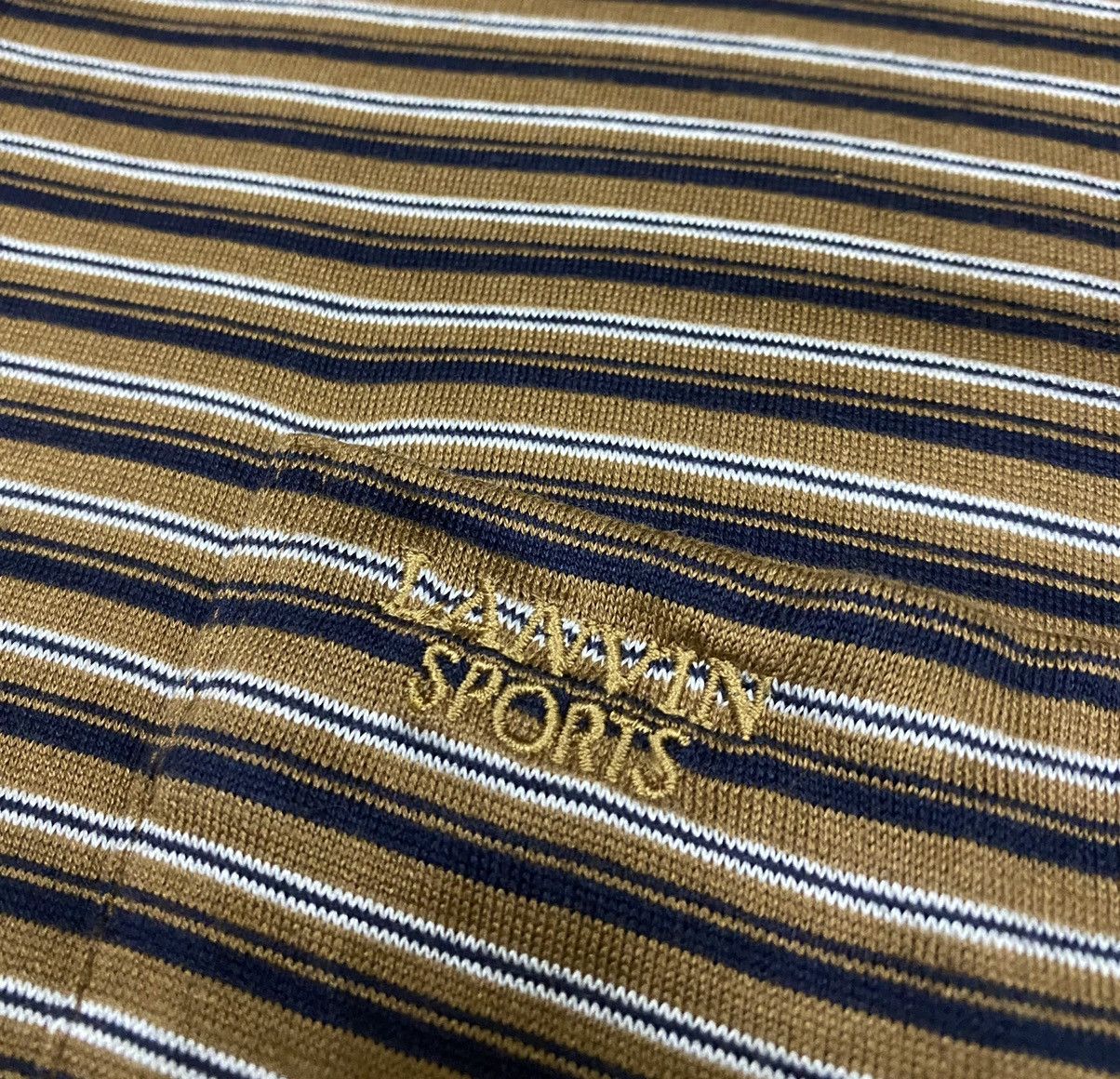 Designer × Lanvin × Vintage LANVIN Sports Stripe Long Sleeve Polo Shirt Made in Japan Size US L / EU 52-54 / 3 - 5 Thumbnail