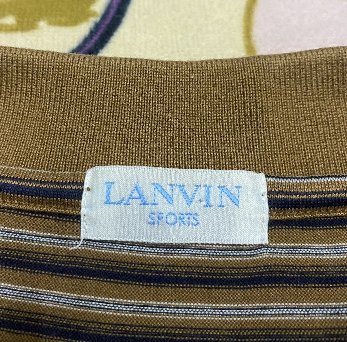 Designer × Lanvin × Vintage LANVIN Sports Stripe Long Sleeve Polo Shirt Made in Japan Size US L / EU 52-54 / 3 - 10 Thumbnail