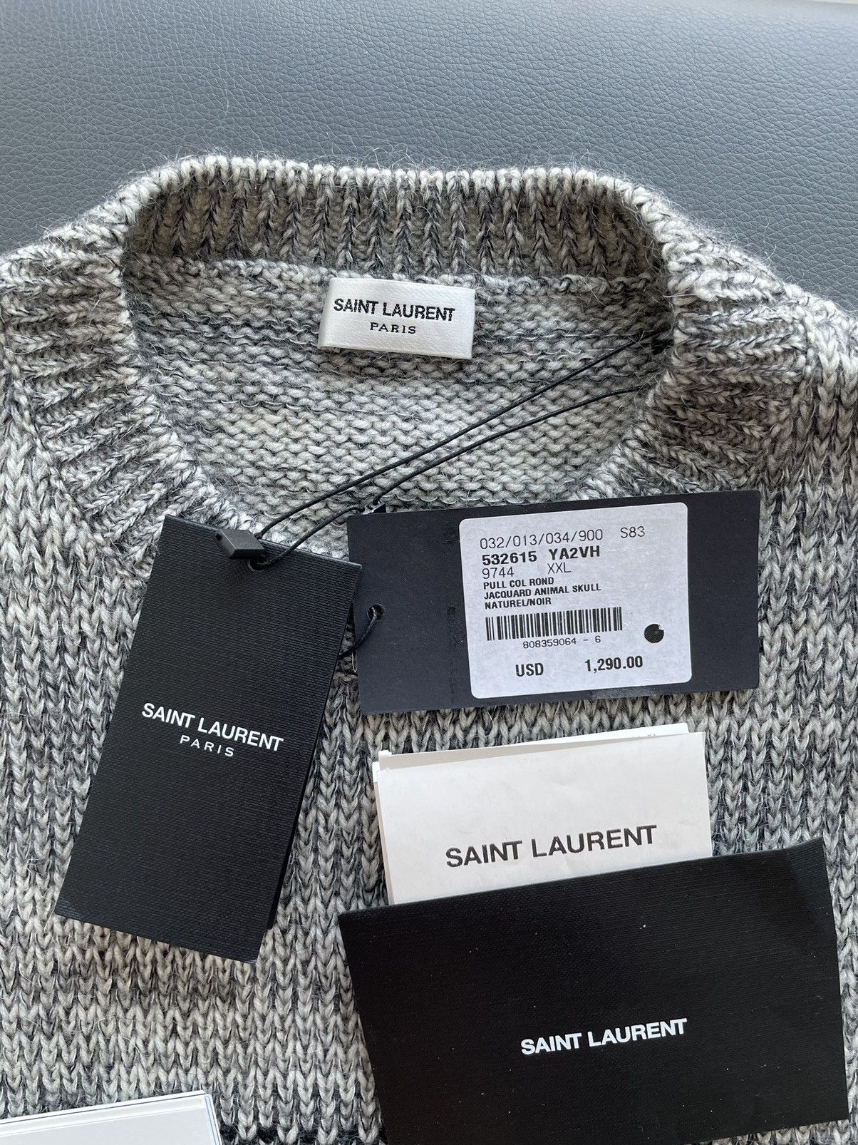 Hedi Slimane × Saint Laurent Paris × Yves Saint Laurent $1,450 Value Animal Skull Bird Jacquard Luxury Sweater New Size US L / EU 52-54 / 3 - 7 Thumbnail