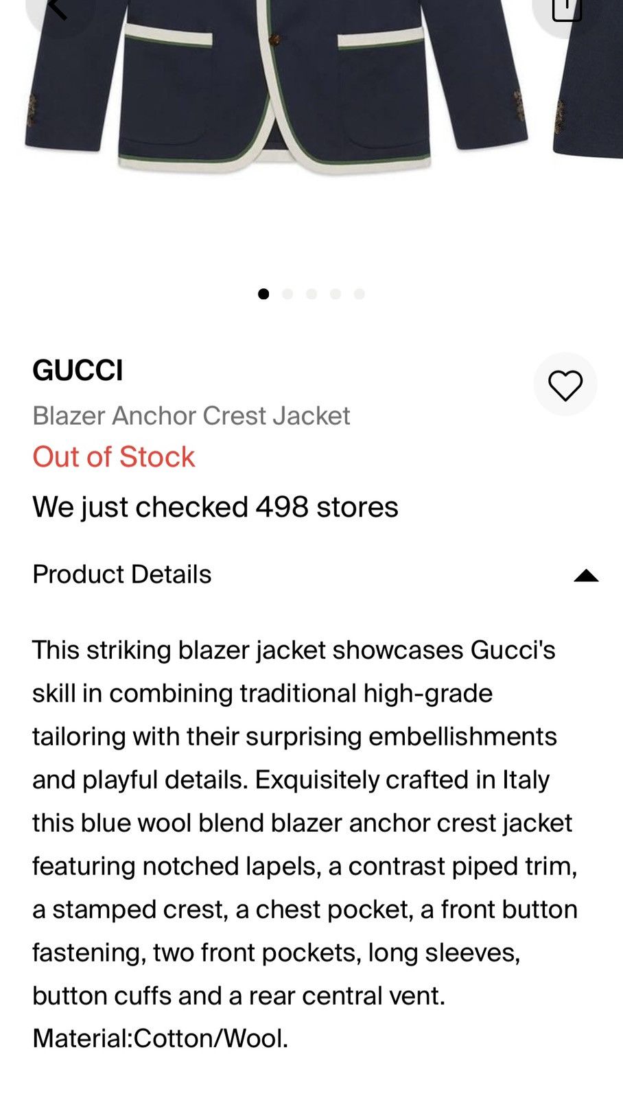 Gucci $3,400 Value Gucci Super Runway Anchor Blazer Brand New Size 52R - 21 Thumbnail