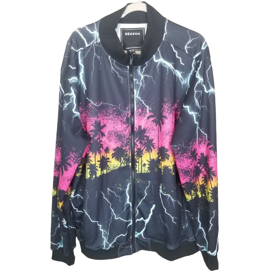 Reason XL Lightning Palm Tree All Over Print 2-Pc Sweatsuit