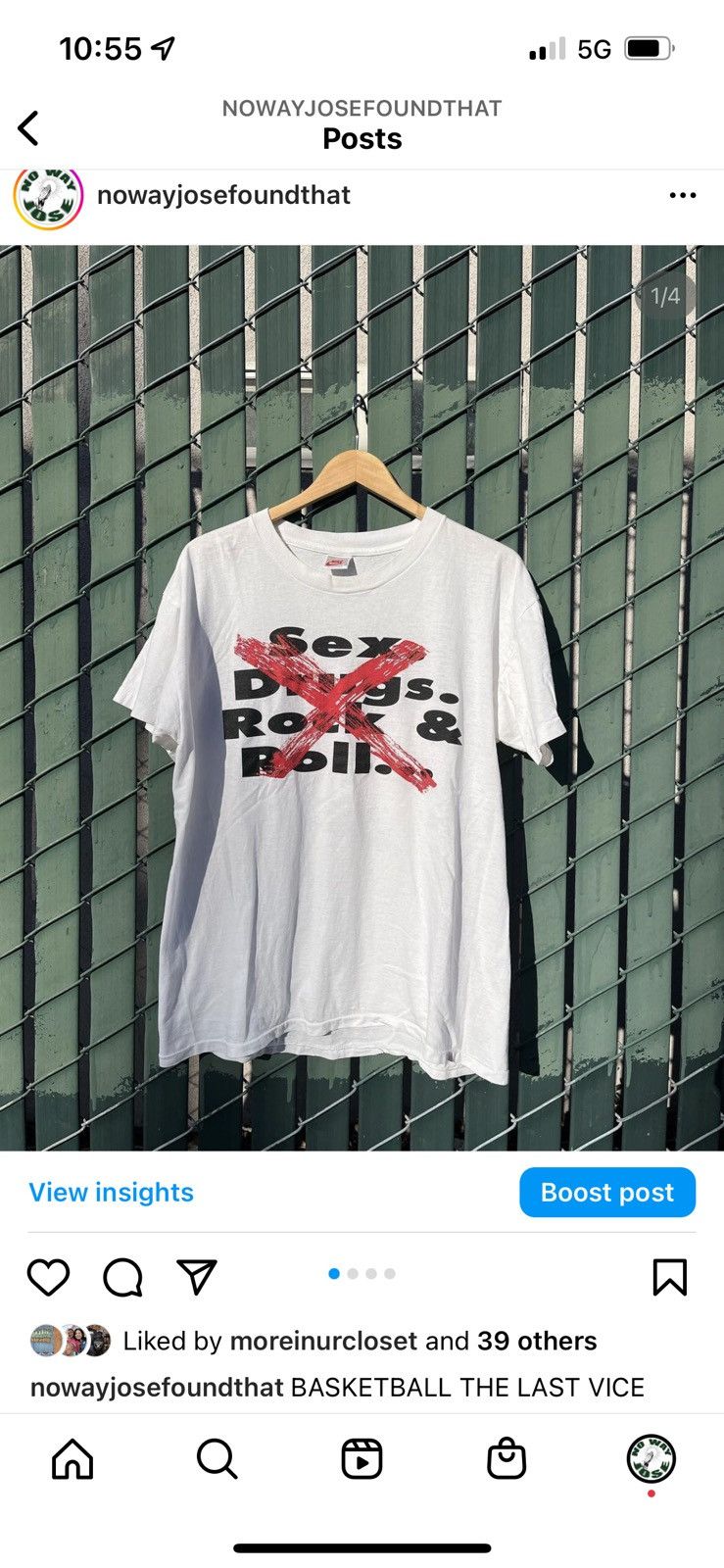 Nike 90s NIKE Sex Drugs Rock n Roll Basketball Vice T shirt L | Grailed