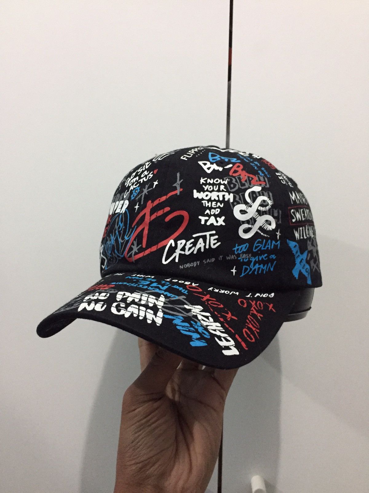 image of Archival Clothing x Avant Garde Flipper Spellout Alphabet Avant Garde Streetwear Hat in Black, Men'