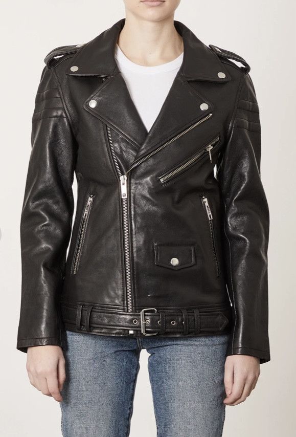 image of Blk Dnm Black Leather Jacket 8, Women's (Size XS)